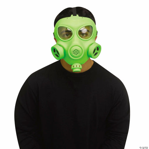 Adults Gas Mask Respirator Green Plastic Full Face Mask - One Size
