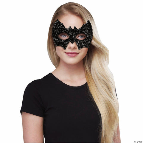 Adults Black Diamond Bat Eye Mask with Rhinestones Costume Accessory