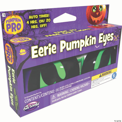 Fade In & Fade Out Battery-Operated Eerie Green Pumpkin Eyes Halloween Decoration