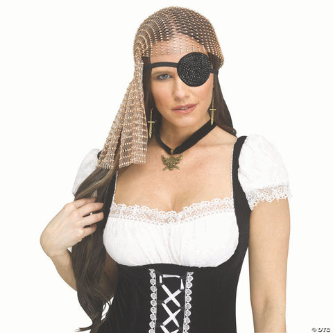 Adults Gold Rhinestone Bling Pirate Costume Accessory Kit
