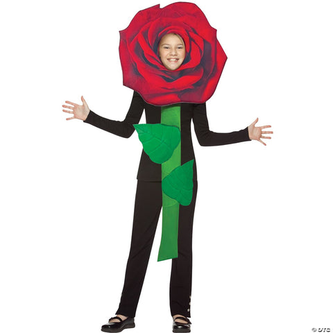 Red Rose Flower Child Costume