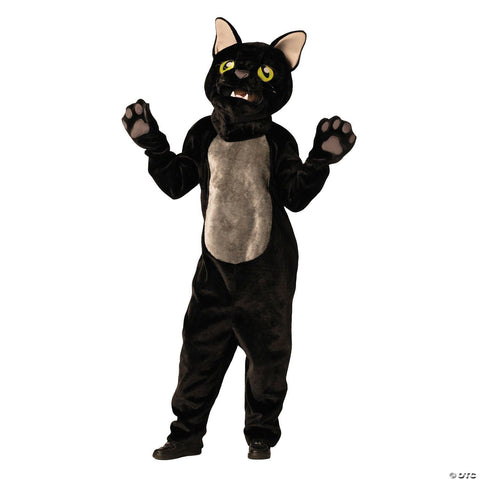 Adults Black Cat Jumpsuit Costume with Mask & Paws- One Size