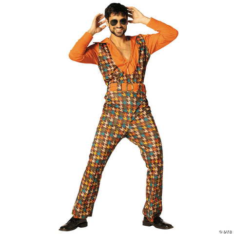 Adults Swaggertown Orange Houndstooth Pantsuit Costume - Medium 40 Regular