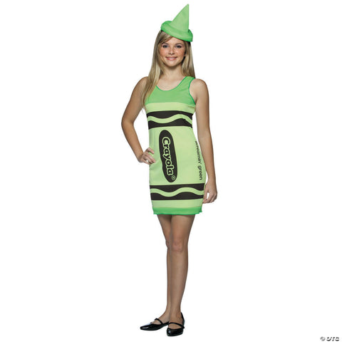 Teen’s Green Crayola® Crayon Tank Dress Costume