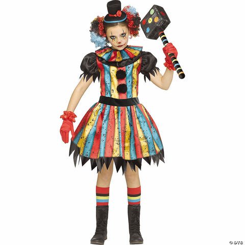 Girl’s Multicolor Polyester Carny Clown Costume - Extra Large 14-16 | Horror-Shop.com