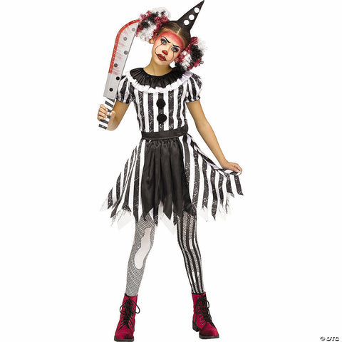 Girl’s Red, Black & White Dress Karnevil Kut-Up Clown Costume -  12-14 | Horror-Shop.com