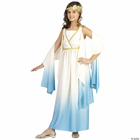 Girl’s White & Blue Dress Greek Goddess Costume -  12-14