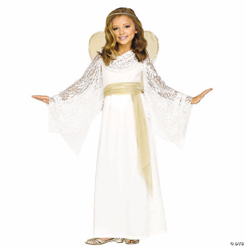 Girl’s White & Gold Dress Angelic Miss Costume -  12-14 | Horror-Shop.com