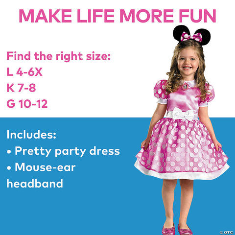Girl's Pink Minnie Mouse Classic Costume | Horror-Shop.com