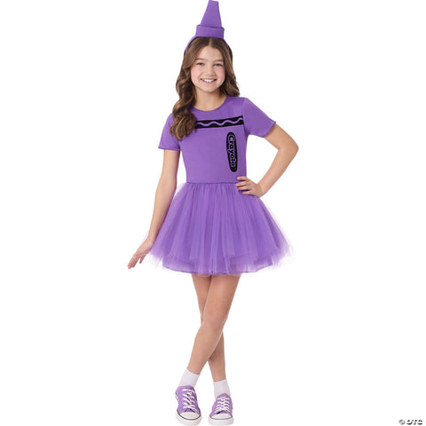 Kids Crayola® Purple Crayon Box Dress Costume -  10-12