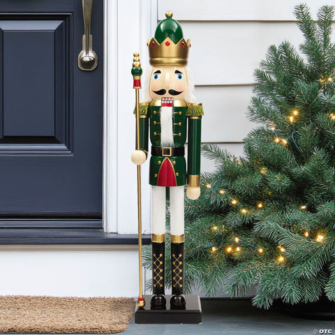 3 Ft. Large Classic Green Wood Holiday Nutcracker with Scepter