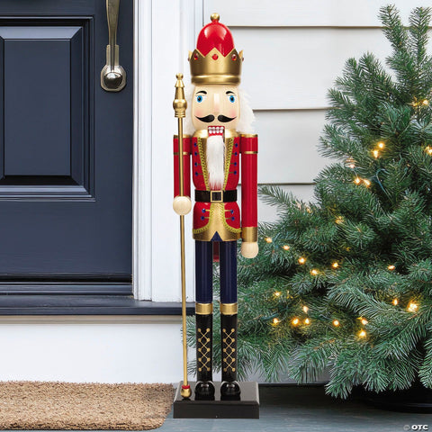3 Ft. Large Classic Red Wood Holiday Nutcracker with Scepter