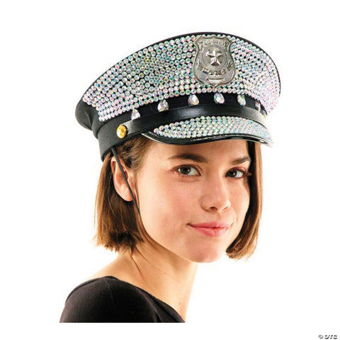 Adults Police Captain Hat with Rhinestones