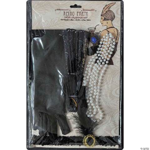 Adults Black Roaring 20's Costume Accessory Kit - 5 Pc.