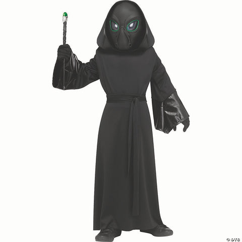Kids Black Polyester Robe with Electro-Luminescent Mask Alien Costume - Large 12-14 | Horror-Shop.com