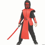 kids-red-black-polyester-ninja-guard-costume-large-12-14