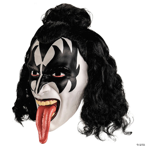 KISS Deluxe The Demon Overhead Plastic Mask with Wig - One Size | Horror-Shop.com