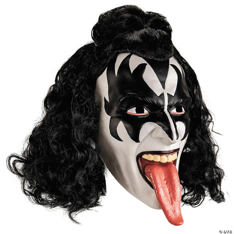 KISS Deluxe The Demon Overhead Plastic Mask with Wig - One Size | Horror-Shop.com