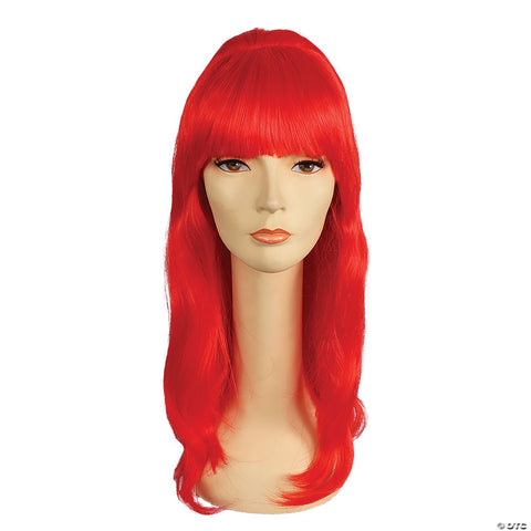 Adults Priscilla Long-Haired Straight with Bangs Wig - Red NE7