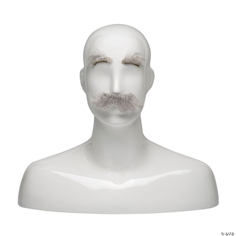 Adults Synthetic Fluffy Eyebrows & Mustache Set - Light Brown Gray 59