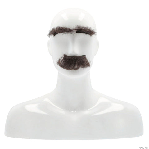 Adults Synthetic Fluffy Eyebrows & Mustache Set - Medium Chocolate Brown 6