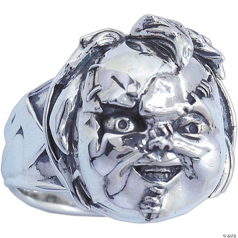 Child’s Play™ Scarred Chucky Face Plated Brass Ring - Size