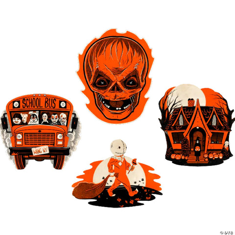 4 Pc. Trick ’r Treat™ Glow-in-the-Dark Retro Cutout Wall Decorations