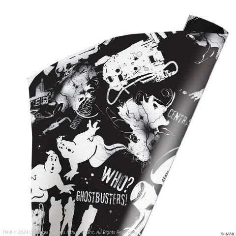 96" x 30" Wrapped in Terror Ghostbusters™ Black & White Wrapping Paper
