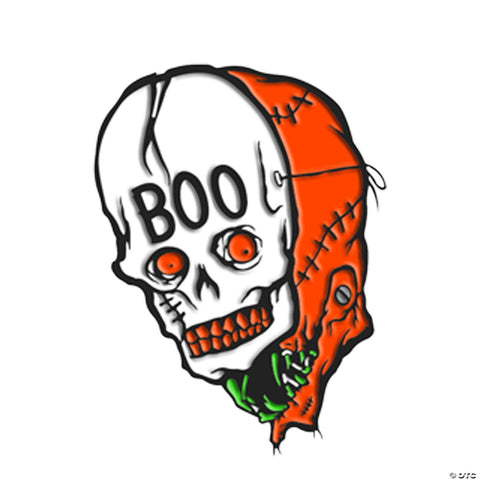 1 1/2" Toxictoons™ Boo! Skull Face Full-Color Enamel Pin