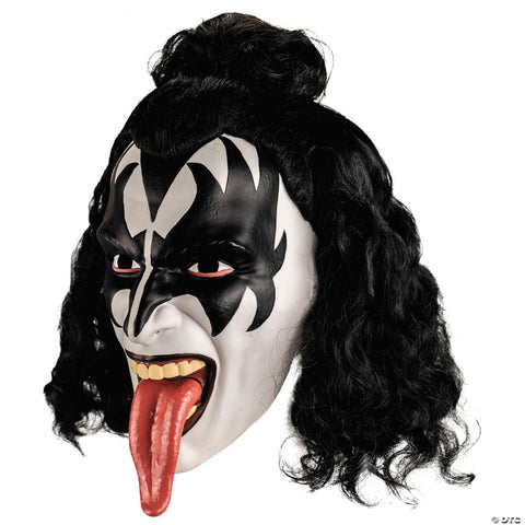 KISS Deluxe The Demon Overhead Plastic Mask with Wig - One Size