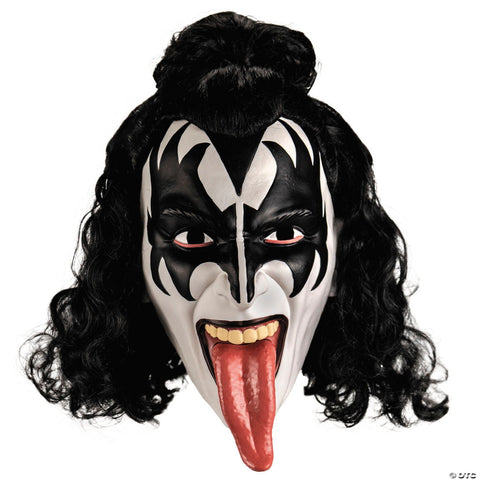 KISS Deluxe The Demon Overhead Plastic Mask with Wig - One Size
