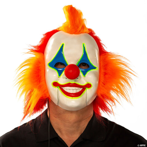 Moving Mouth Orange Red LED Clown Mask Costume Accessory