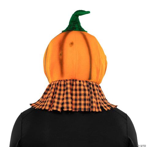 Adults Scarecrow Pumpkin Head Halloween Mask with Hat – One Size