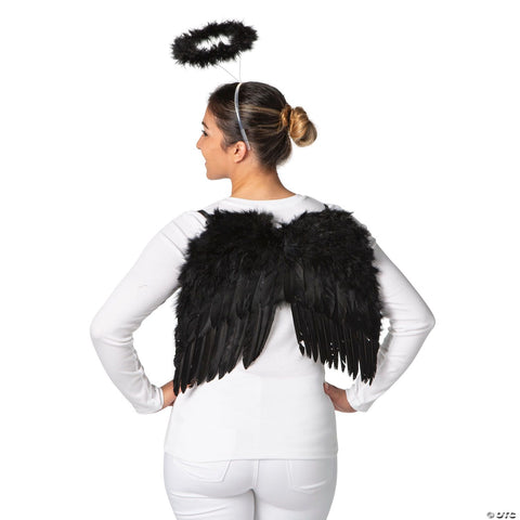 20" x 16" Black Wings with Halo Costume Accessory
