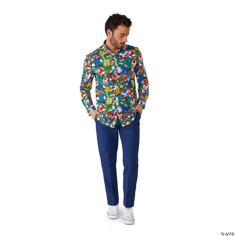 Men's Super Mario™ Dress Shirt -  44-46 | Horror-Shop.com