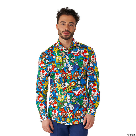 Men's Super Mario™ Dress Shirt -  44-46 | Horror-Shop.com