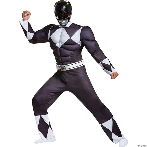 Men's Black Ranger Classic Muscle Costume - Mighty Morphin