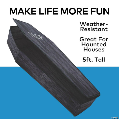 60-Inch Wood-Look Halloween Coffin Prop with Lid