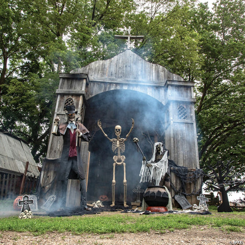 8-Foot Towering Skeleton with Projection Eye