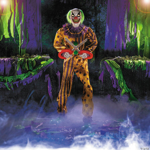 6 Ft. Animated Light-Up Yellow & Black Snippers the Clown Halloween Decoration