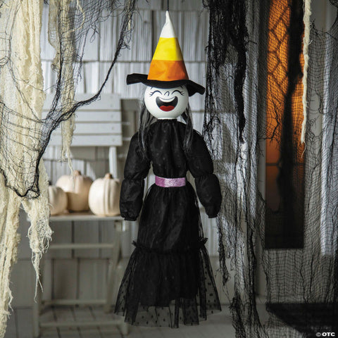 2 Ft. Animated Light-Up Giggling Witch with Black Dress Halloween Decoration