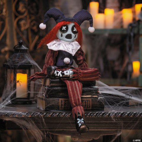 24" Black & Red Frown Clown Doll Halloween Decoration