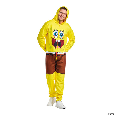 Adults SpongeBob SquarePants™ SpongeBob Hooded Onesie Costume - Medium