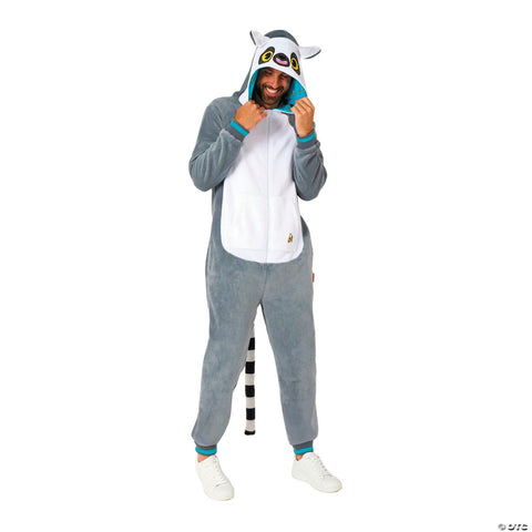 Adults Lemur Hooded Onesie Costume -