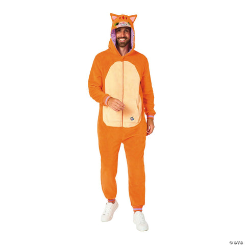 Adults Red Cat Hooded Onesie Costume -