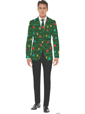 Men's Green Christmas Jacket & Tie