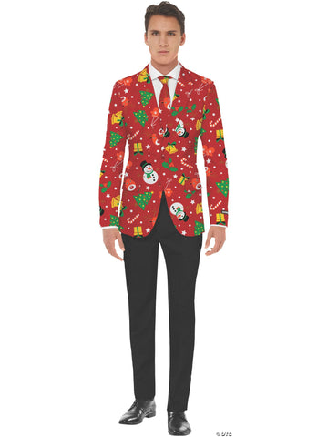Men's Red Icon Christmas Jacket & Tie