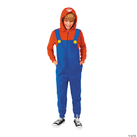 Kids Super Mario Bros.™ Mario Hooded Onesie Costume - Extra Large 14-16