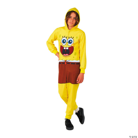 Kids SpongeBob SquarePants™ SpongeBob Hooded Onesie Costume - Large 10-12
