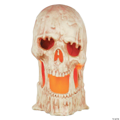 20" x 10 3/4" Light-Up Flaming Large Plastic Skull Halloween Tabletop Decoration